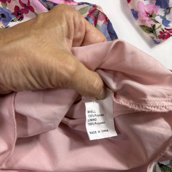 Kirundo Womens Dress Small Pink Floral Faux Wrap Ruffle Tiered Long Sleeve Flowy - Picture 8 of 13